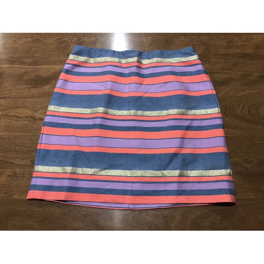 J. Crew Womens Short Skirt Striped Pink Gold Purple Blue Stripes Y2K Size 00